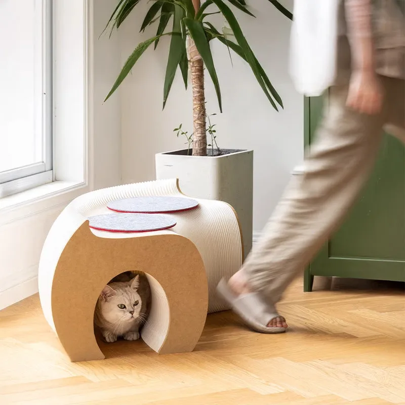 猫用トンネルベンチ 折りたたみ式 おしゃれ 北欧風ペット家具