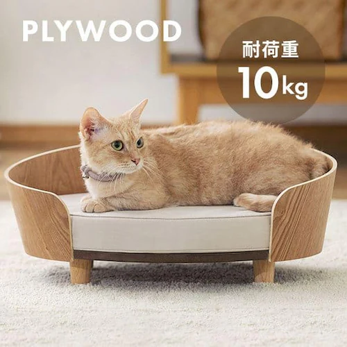犬猫と暮らす部屋になじむ木製オーバルペットベッド