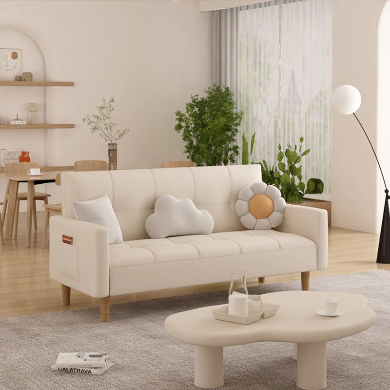 韓国風インテリアに合わせやすいクリーム風フェイクレザーソファ yxin-sofa-001